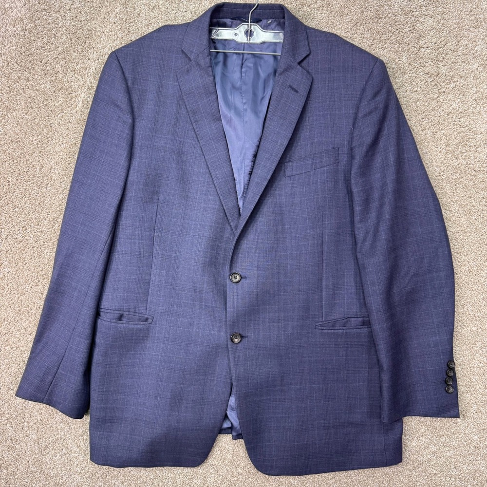 Brooks Brothers Sport Coat Mens 46L Regent Fit Blue Wool Glen Plaid EUC